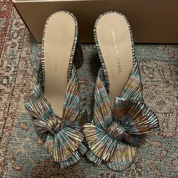 Loeffler Randall Multicolor Pleated Bow Mules Size 7 - Picture 1 of 4